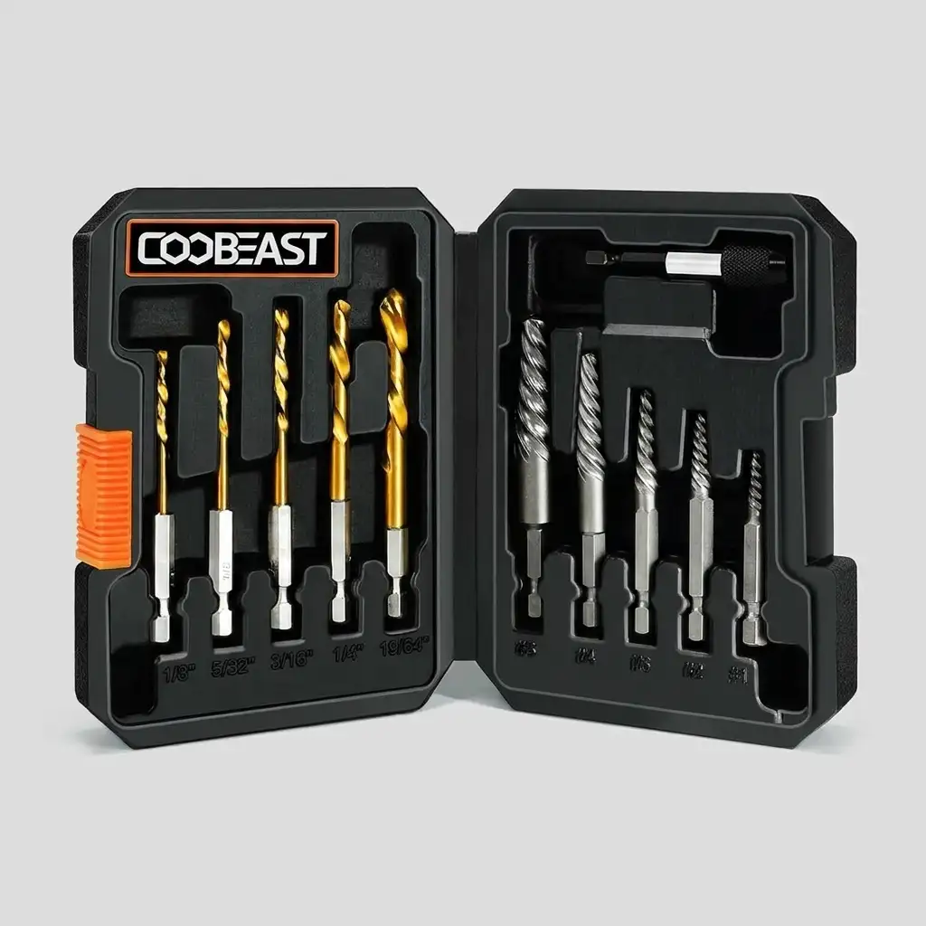 COOBEAST 11-piece screw extractor set with quick adapter