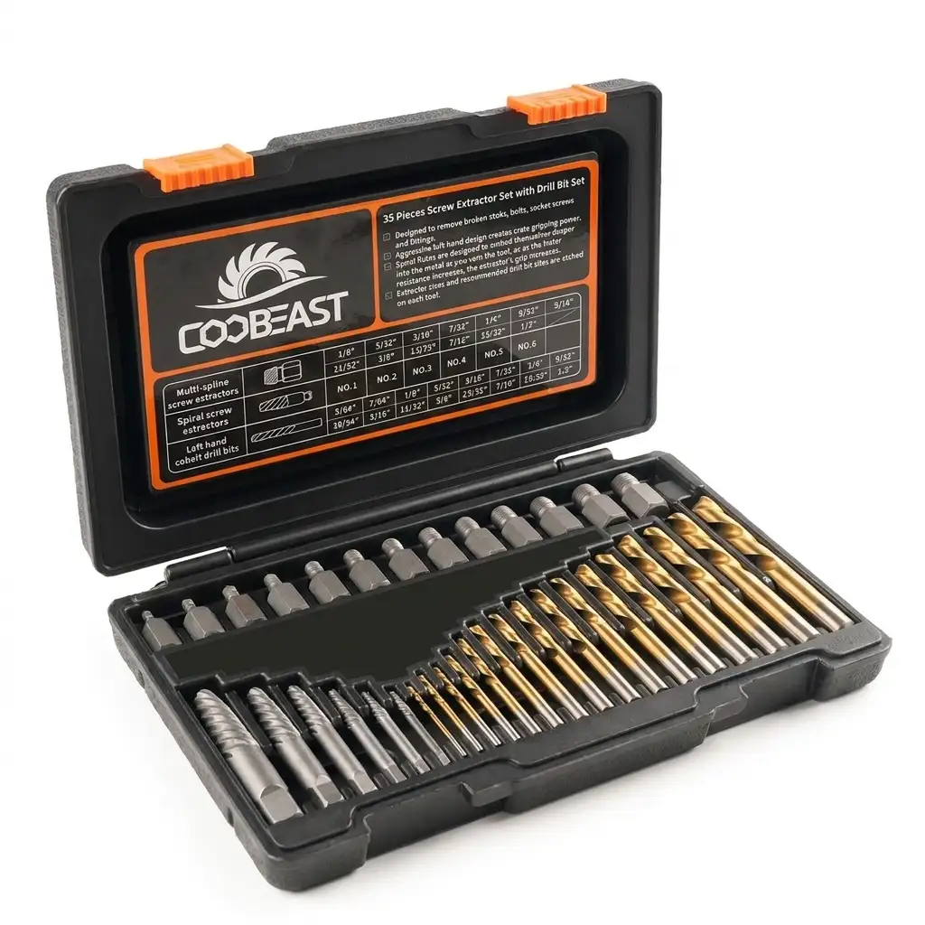 COOBEAST 49-piece bolt extractor kit with nut removers