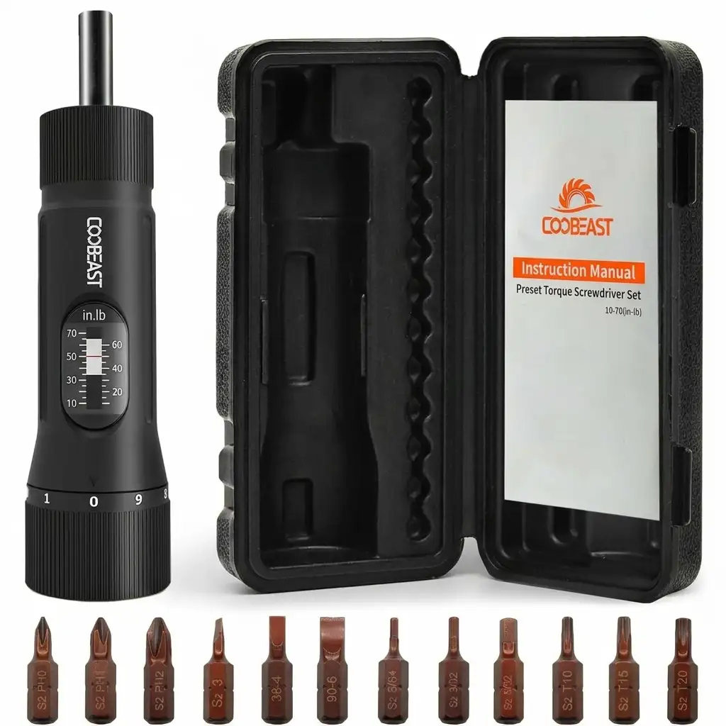 COOBEAST 13-piece preset torque screwdriver set with S2 bits